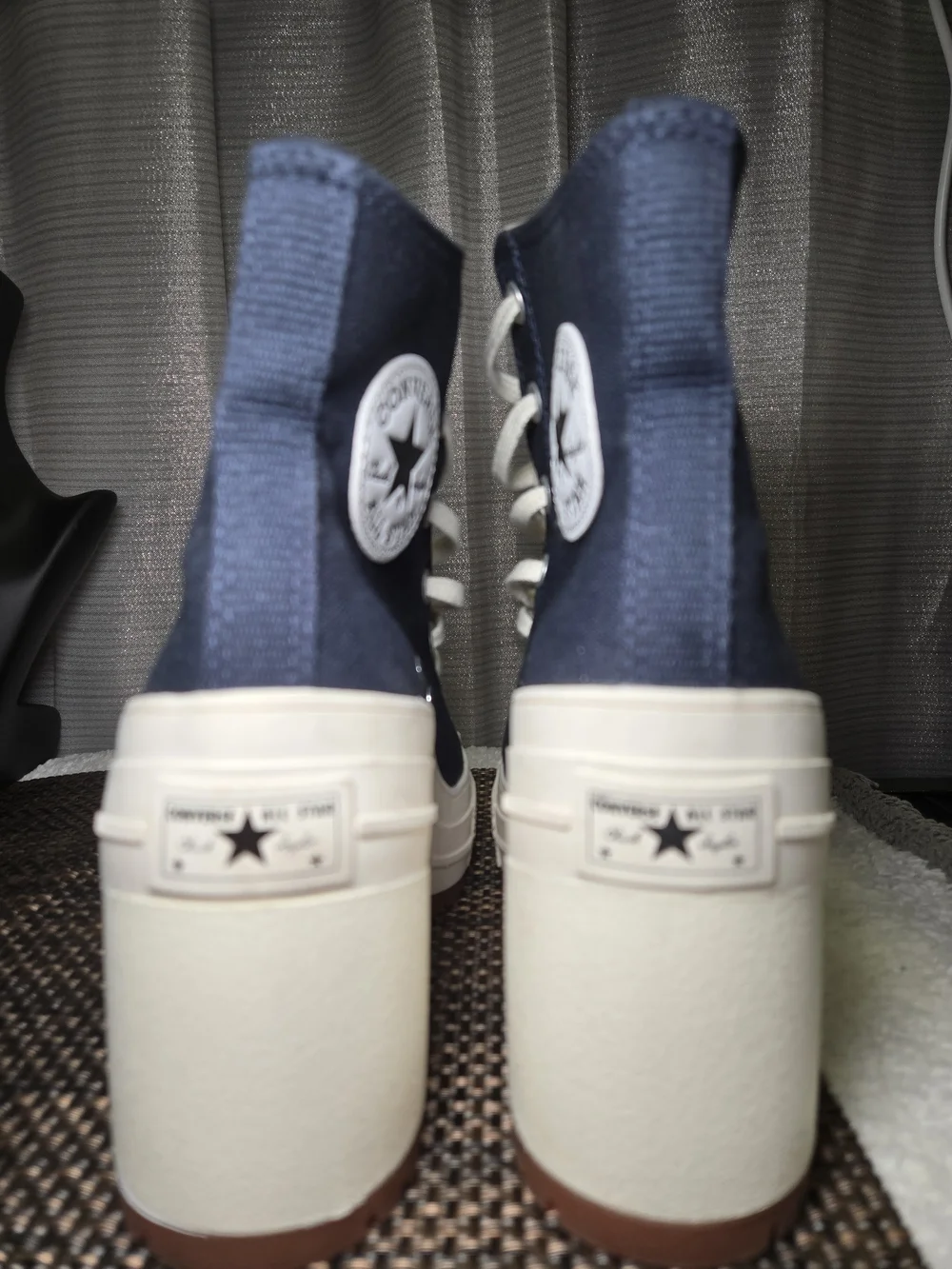 Converse Navy and Cream Platform Chuck Taylor High-Top